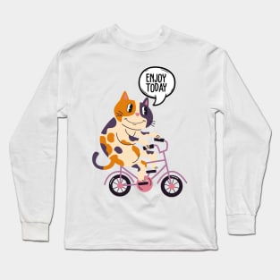 Cat Riding a Bike Long Sleeve T-Shirt